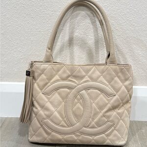 RARE Chanel Tassel Canvas Caviar Tote Bag